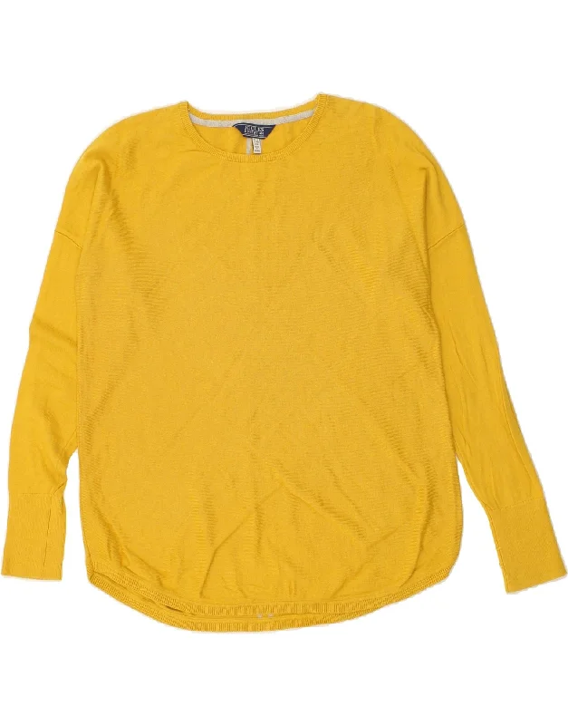 JOULES Womens Boat Neck Jumper Sweater UK 12 Medium  Yellow Cotton