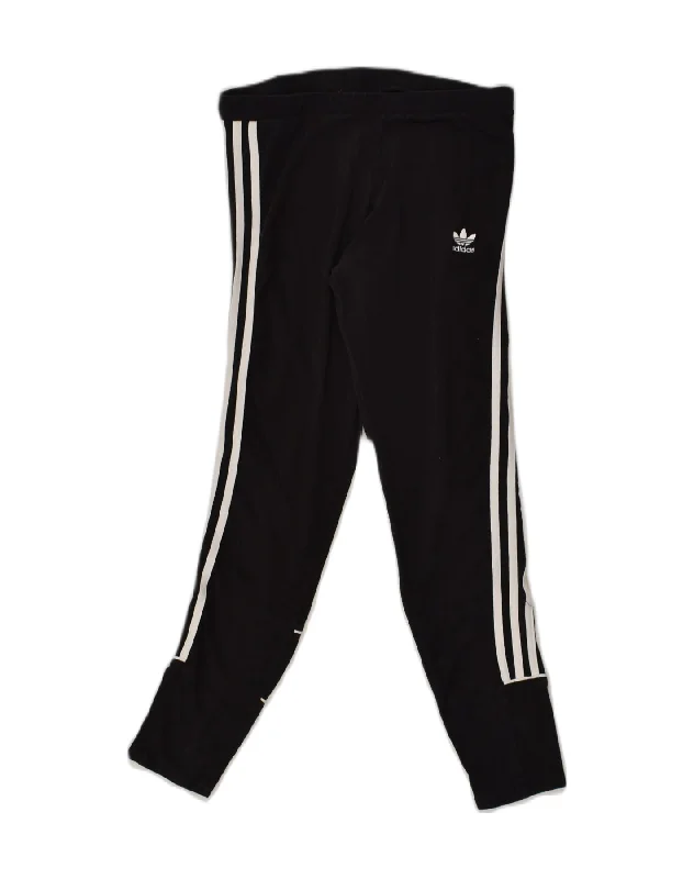 ADIDAS Womens Tracksuit Trousers Joggers UK 12 Medium Black Cotton