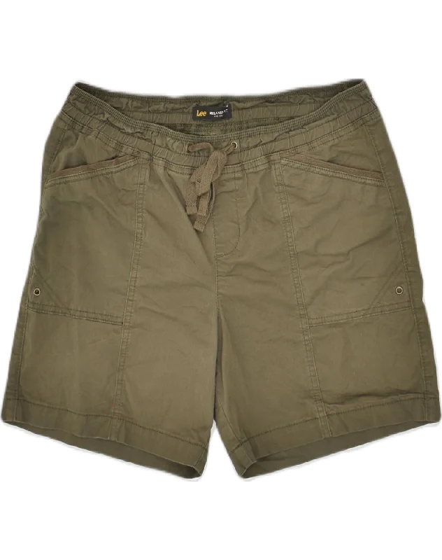 LEE Womens Relaxed Fit Sport Shorts US 10 Large W32 Khaki Cotton