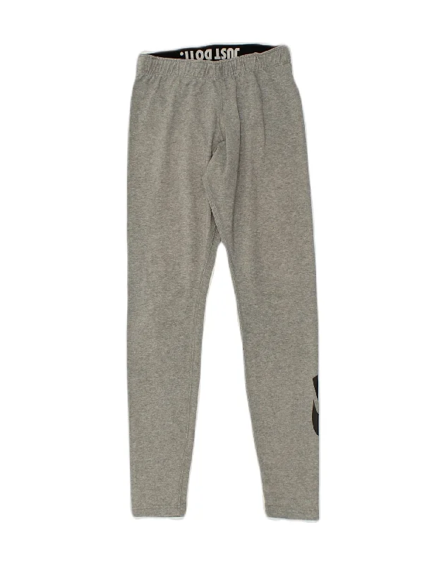 NIKE Womens Graphic Tracksuit Trousers UK 8 Small Grey Cotton